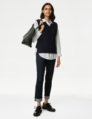

Womens M&S Collection Cable Knit V-Neck Knitted Vest - Midnight Navy, Midnight Navy