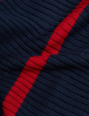 

Womens M&S Collection Striped Funnel Neck Relaxed Longline Jumper - Navy Mix, Navy Mix