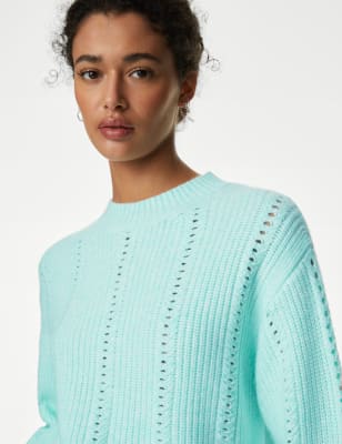 

Womens M&S Collection Cloud-Yarn Textured Crew Neck Jumper - Pale Aqua, Pale Aqua