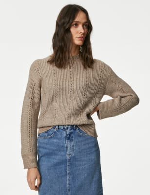 

M&S Collection Jersey de escote cerrado texturizado con hilo CloudWomens - Cappuccino, Cappuccino