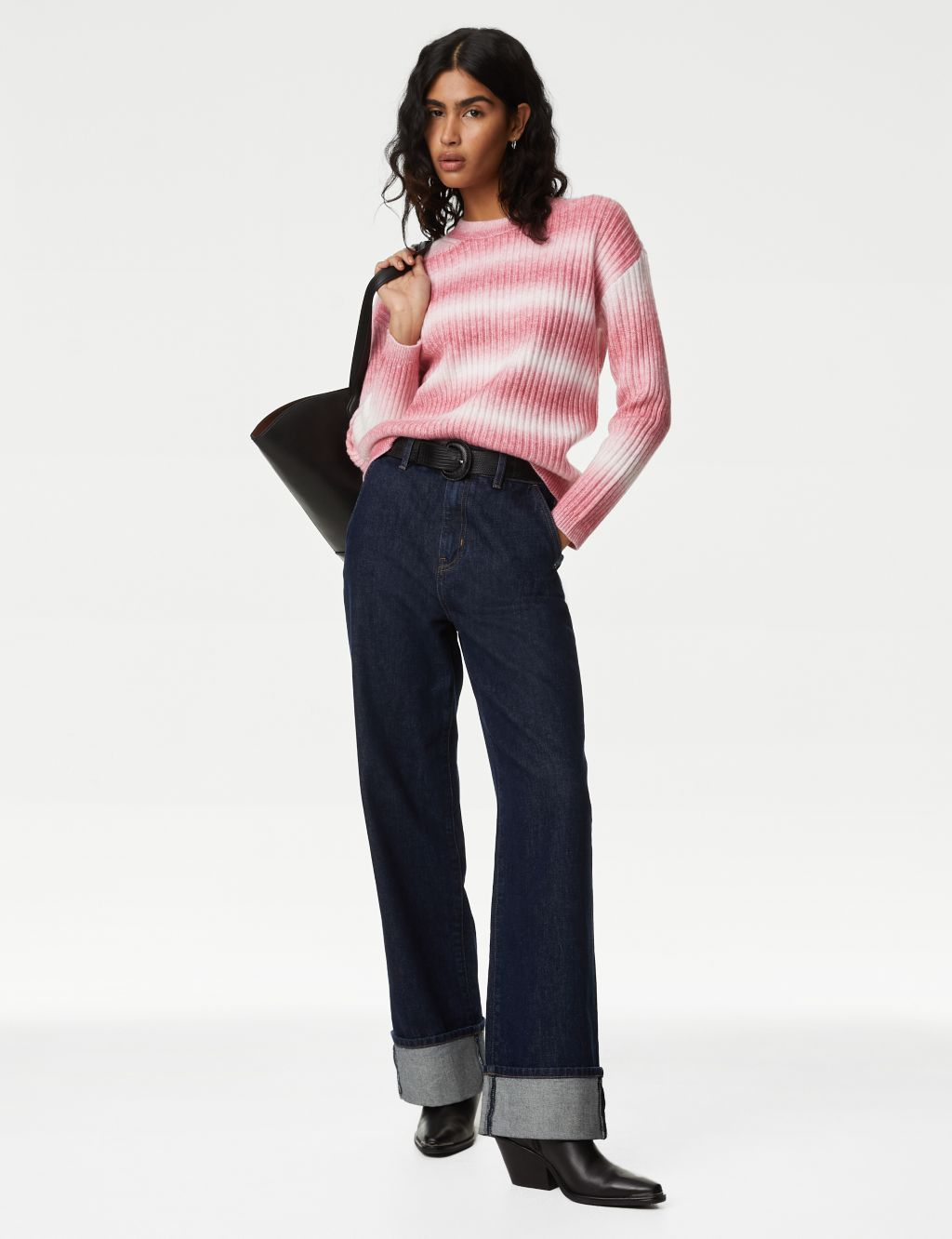 Cloud-Yarn Ombre Striped Crew Neck Jumper image 1