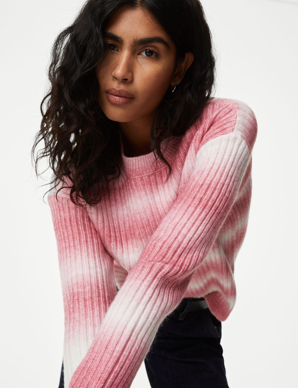 Cloud-Yarn Ombre Striped Crew Neck Jumper image 4