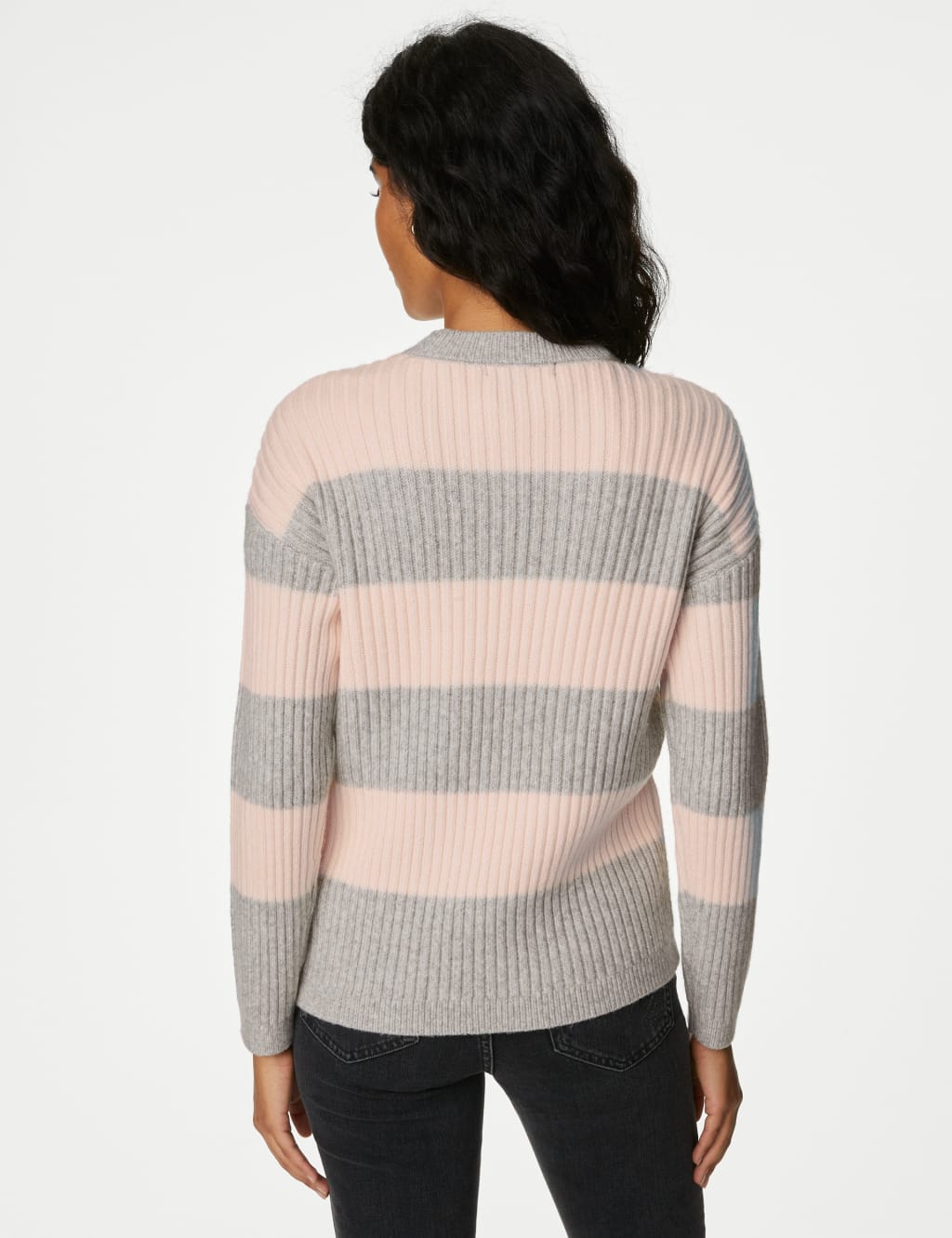 Striped Ribbed Crew Neck Jumper image 5
