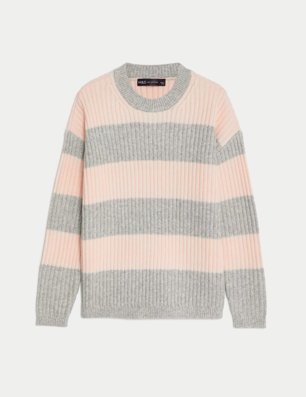 Striped Ribbed Crew Neck Jumper image 2