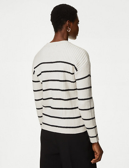 Ribbed Striped Knitted Jumper