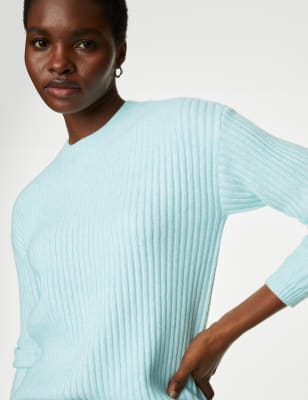 

Womens M&S Collection Ribbed Crew Neck Jumper - Pale Aqua, Pale Aqua