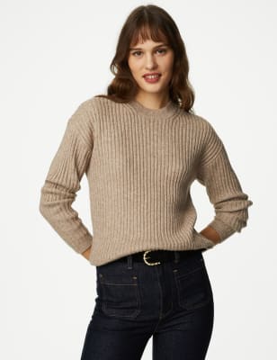 

Womens M&S Collection Ribbed Crew Neck Jumper - Cappuccino, Cappuccino