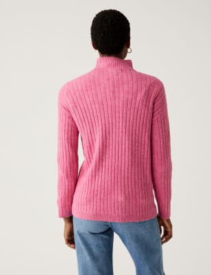 Ribbed Funnel Neck Longline Jumper