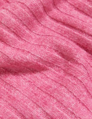 

M&S Collection Jersey de corte largo acanalado con cuello chimeneaWomens - Blossom, Blossom