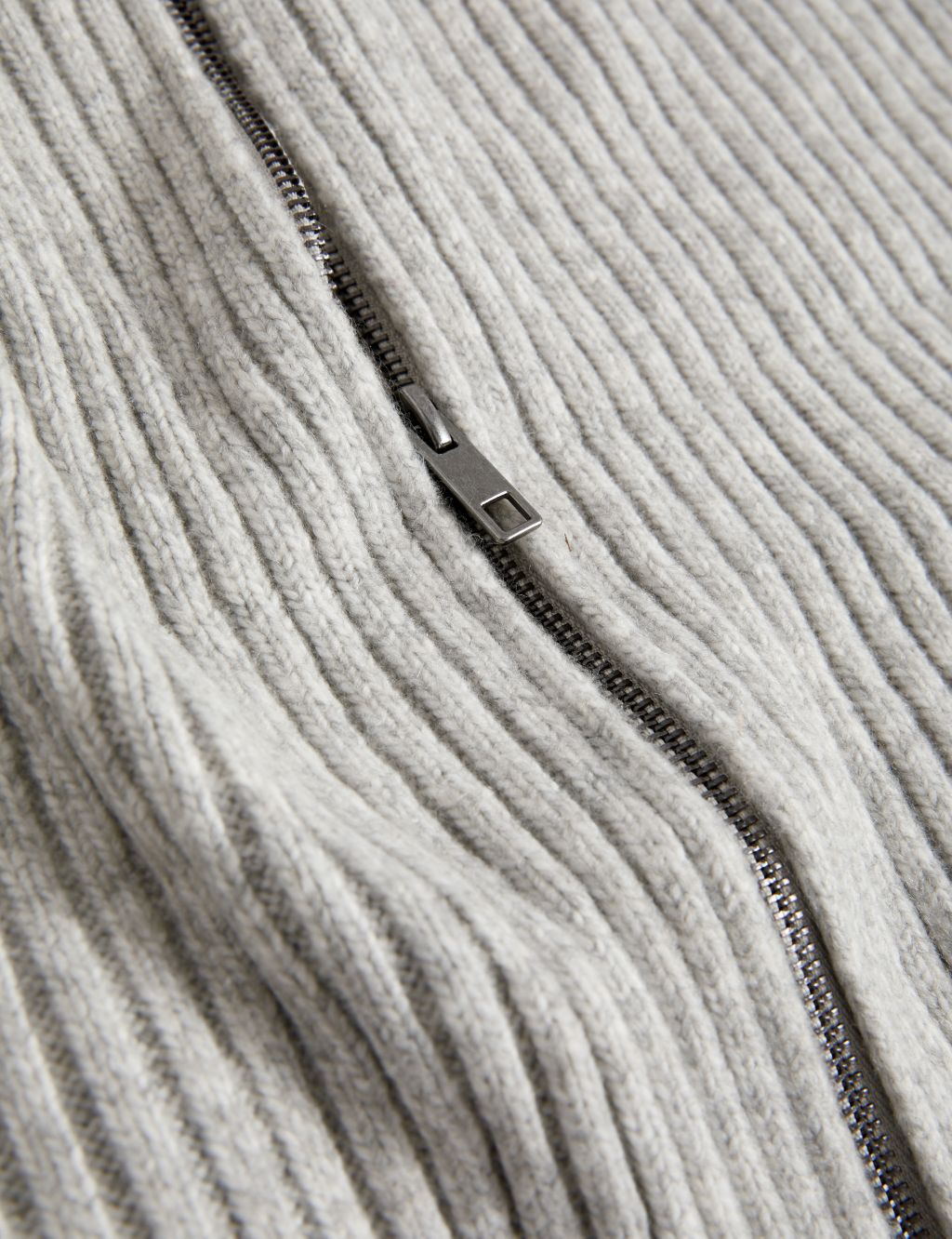 Knitted Ribbed Crew Neck Cardigan image 6