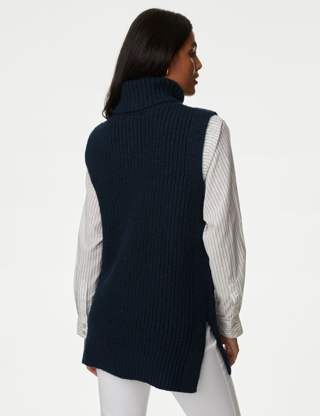 Recycled Blend Ribbed Roll Neck Knitted Vest image 5