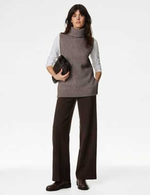 

Womens M&S Collection Recycled Blend Ribbed Roll Neck Knitted Vest - Nutmeg, Nutmeg