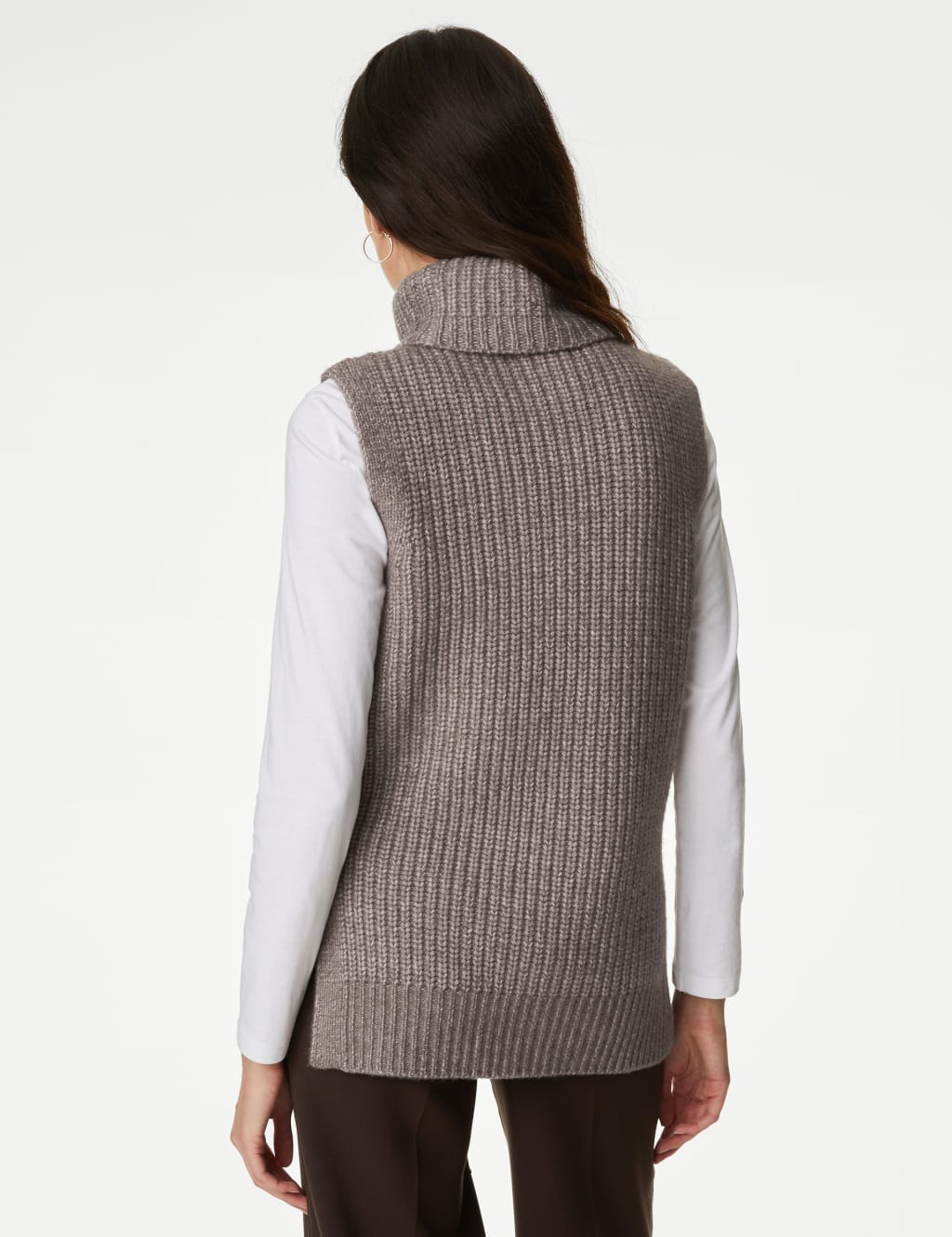 Recycled Blend Ribbed Roll Neck Knitted Vest image 5