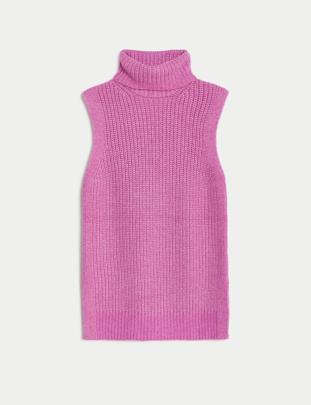Recycled Blend Ribbed Roll Neck Knitted Vest image 2