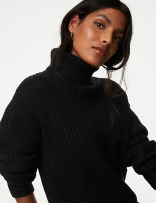 Black ribbed cheap jumper dress