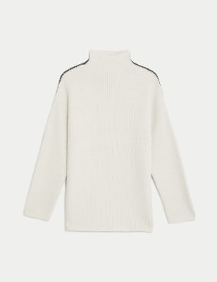 White funnel sales neck jumper