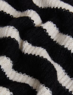 

Womens M&S Collection Gestreifter Pullover mit Kragen - Black Mix, Black Mix