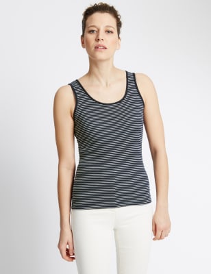 Pure Cotton Striped Scoop Neck Vest Top