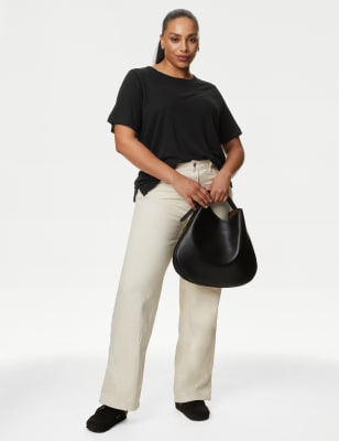 

M&S Collection Top de escote cerrado con linoWomens - Black, Black