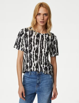 

M&S Collection Top estampado con linoWomens - Black Mix, Black Mix