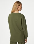 Cotton Rich Crew Neck Longline Sweatshirt
