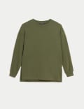 Cotton Rich Crew Neck Longline Sweatshirt
