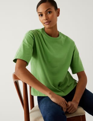 

Womens M&S Collection Pure Cotton T-Shirt - Emerald, Emerald