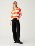 Cotton Rich Striped Crew Neck Sweatshirt