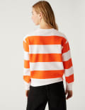 Cotton Rich Striped Crew Neck Sweatshirt