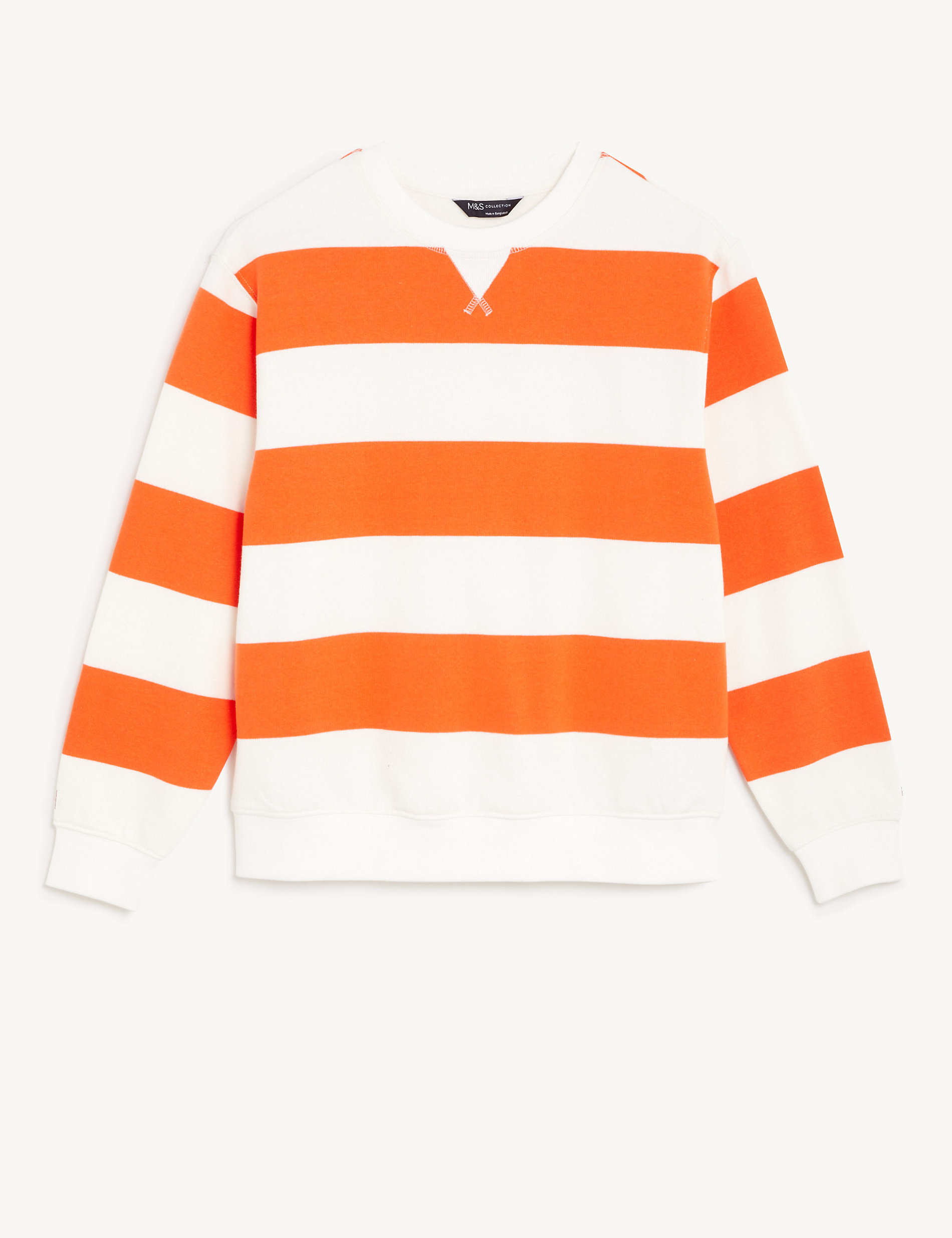Cotton Rich Striped Crew Neck Sweatshirt