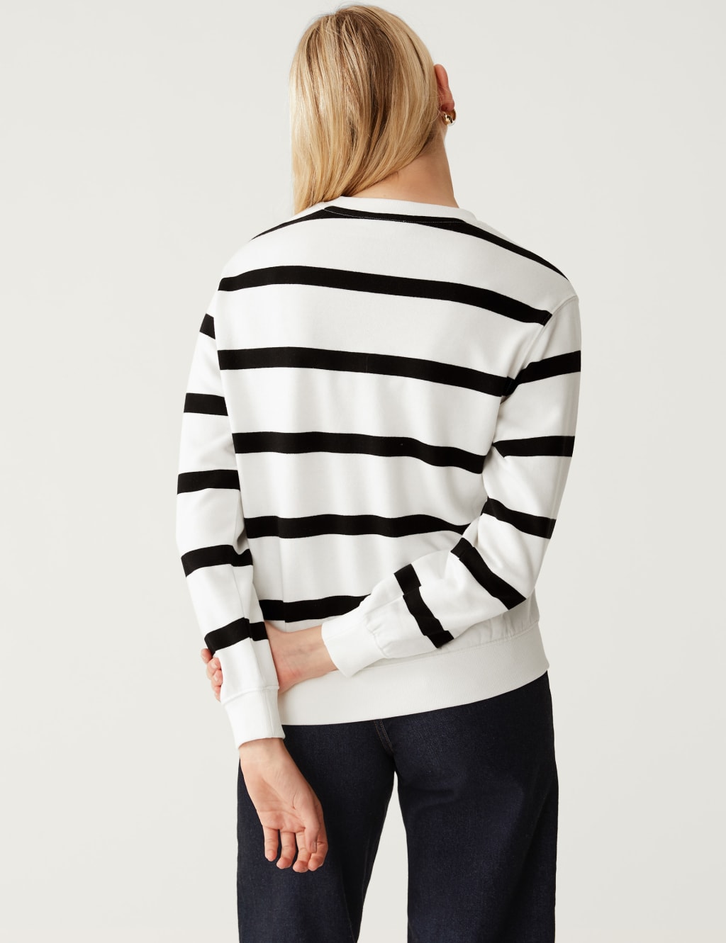 Cotton Rich Striped Crew Neck Sweatshirt image 4