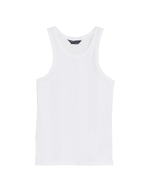 

Womens M&S Collection Ribbed Racer Vest Top - Soft White, Soft White