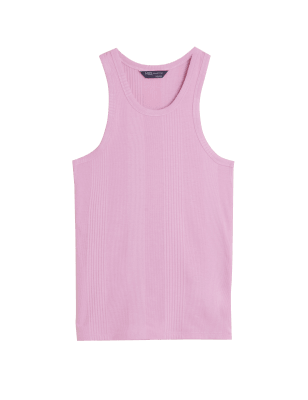 

Womens M&S Collection Geripptes Racer-Trägeroberteil - Soft Magenta, Soft Magenta