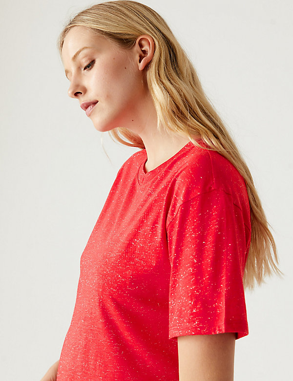 Sparkly Crew Neck Relaxed T-Shirt - GR