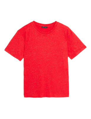 

Womens M&S Collection Sparkly Crew Neck Relaxed T-Shirt - Tomato, Tomato