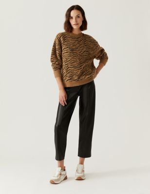 

Womens M&S Collection Animal Print Cosy Sweatshirt - Brown Mix, Brown Mix