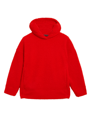 

Womens M&S Collection Borg Longline Hoodie - Tomato, Tomato