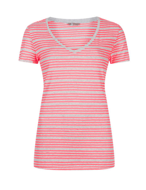 V-Neck Striped T-Shirt | M&S Collection | M&S
