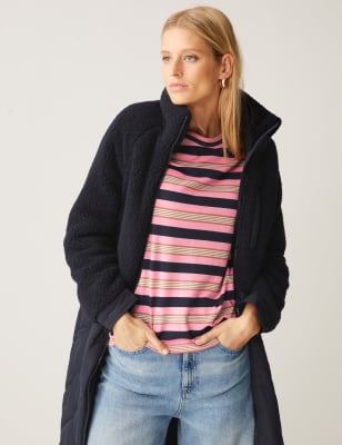 

Womens M&S Collection Cotton Modal Blend Striped Crew Neck Top - Pink Mix, Pink Mix