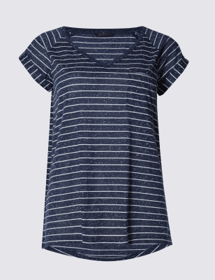 striped v neck t shirt dress