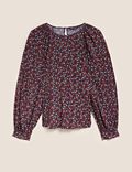 Printed Round Neck Blouse