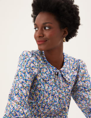 

Womens M&S Collection Cotton Rich Ditsy Floral Long Sleeve Blouse - Multi, Multi