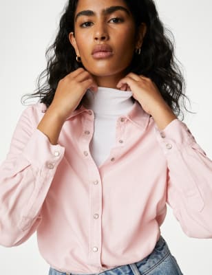 

Womens M&S Collection Pure Lyocell™ Collared Shirt - Light Pink, Light Pink