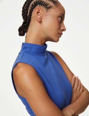 Cotton Rich Funnel Neck Vest Top - IT