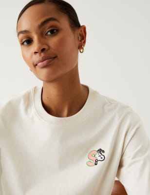 

M&S Collection Camiseta 100% algodón de Snoopy™Womens - Natural Mix, Natural Mix