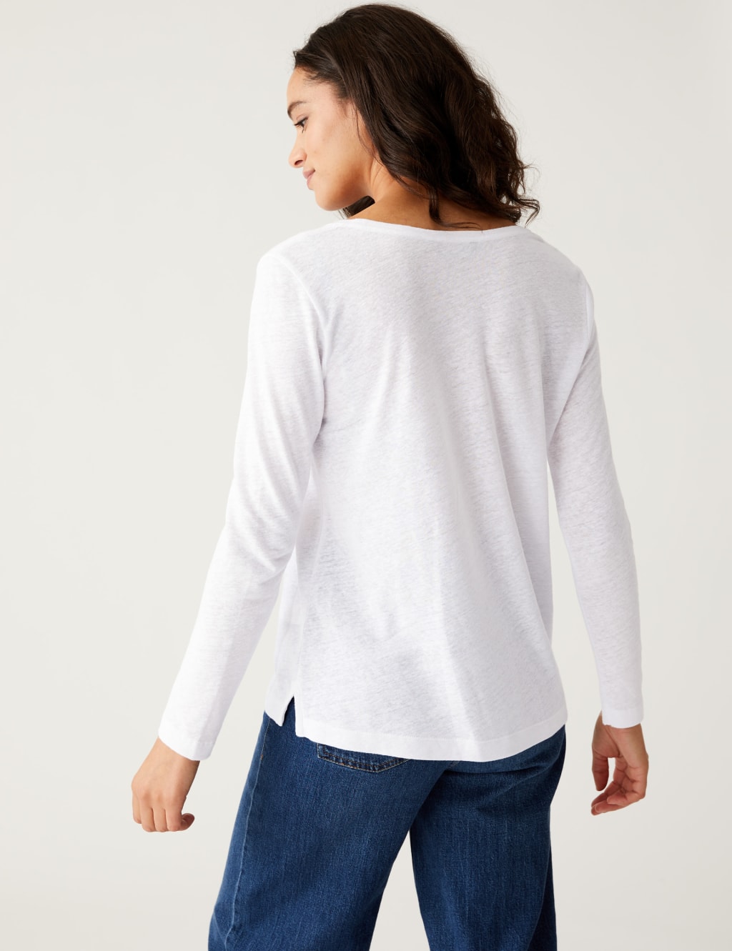 Linen Blend Scoop Neck Top image 4