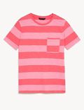 Pure Cotton Striped Pocket T-Shirt