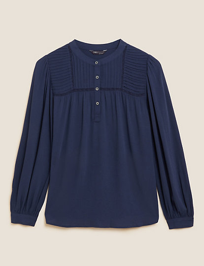 Pleated Popover Blouse