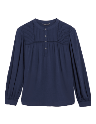 

Womens M&S Collection Pleated Popover Blouse - Ink, Ink