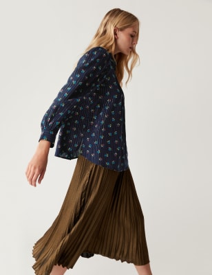 

Womens M&S Collection Modal Blend Sparkly Floral Collared Blouse - Navy Mix, Navy Mix